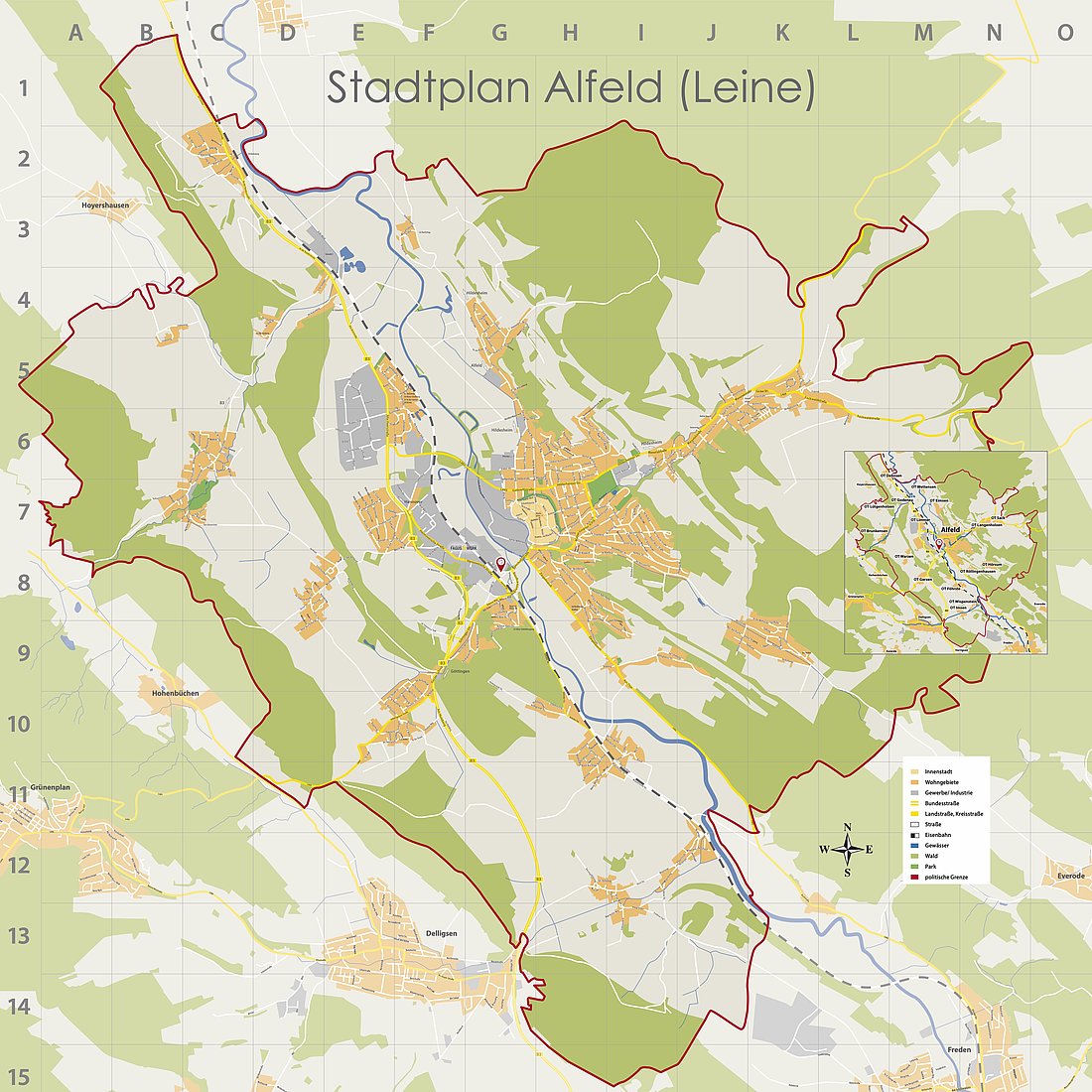 Strassenkarte der Stadt Alfeld (Leine) © Stadt Alfeld (Leine)