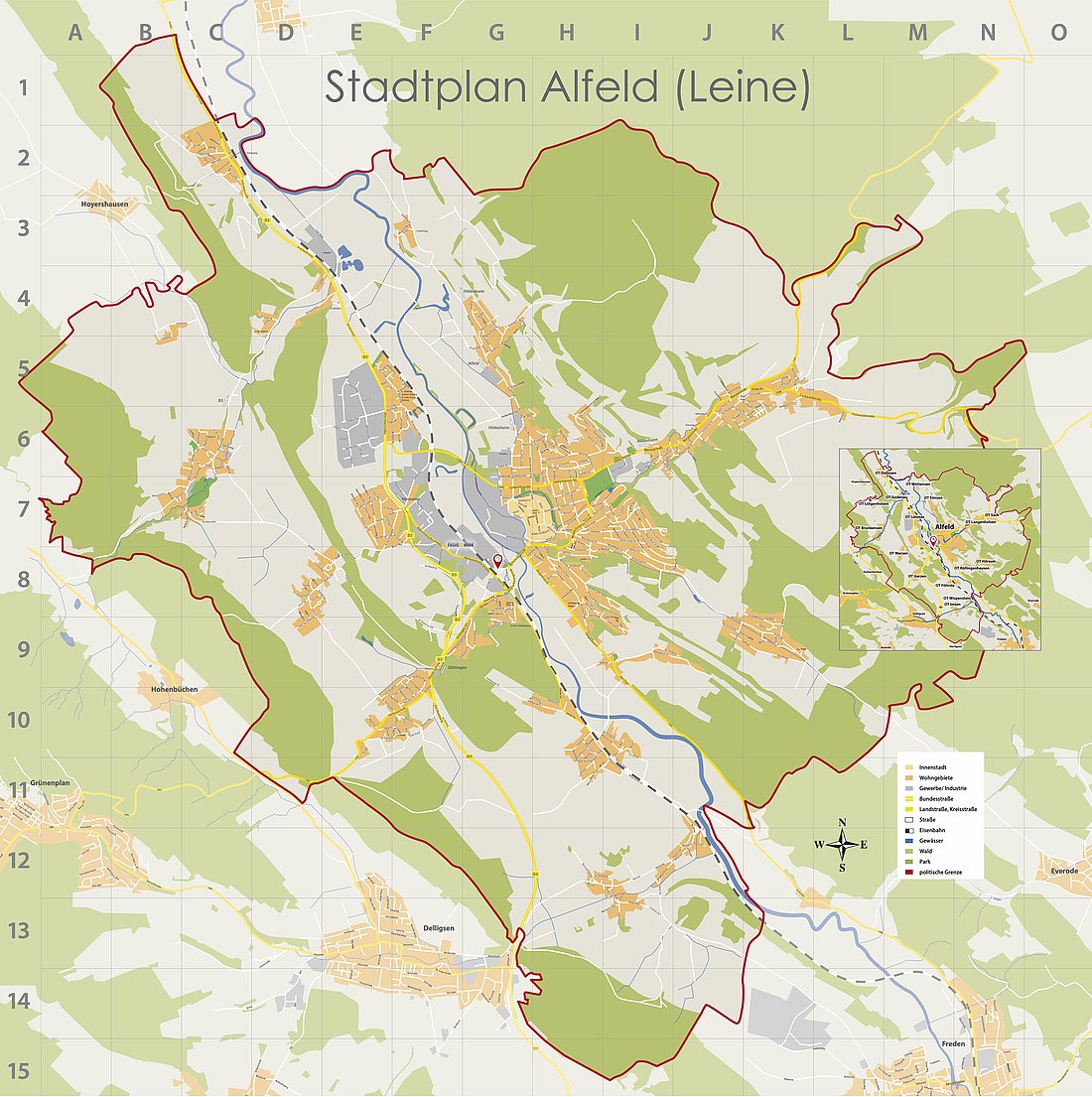 Strassenkarte der Stadt Alfeld (Leine) © Stadt Alfeld (Leine)