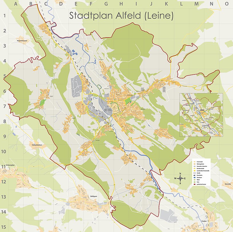 Strassenkarte der Stadt Alfeld (Leine) © Stadt Alfeld (Leine)