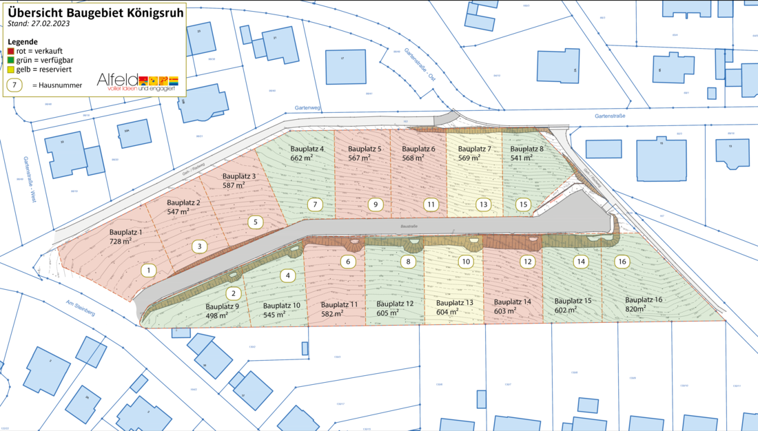 Plan des Baugebietes Königsruh